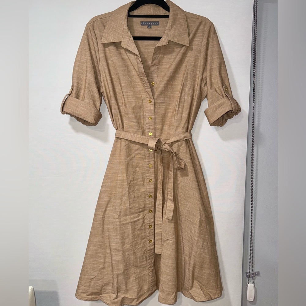Elegant Tan Shirt Dress